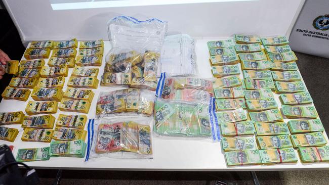 $1.8 million cash seized during Operation Ironside South Australian arrests. Picture: Brenton Edwards