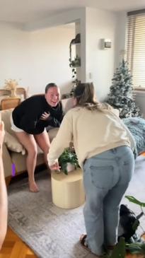 Emotional moment Aussie woman makes surprise return home