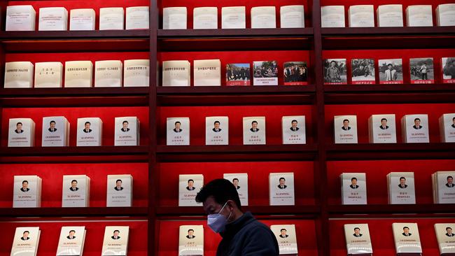 No shortage of reading material this week from Xi Jinping at the Museum of the Communist Party of China in Beijing. Picture: AFP