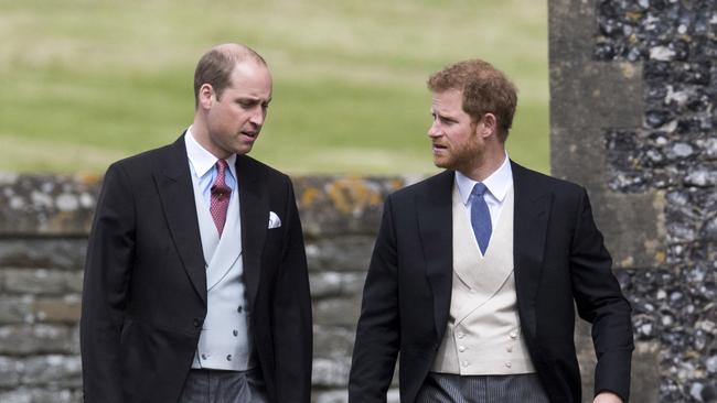 While Markle didn’t come to the reception, Harry — pictured here with brother William — still wanted her involved. Picture: Getty