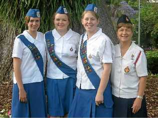 Queens recipients 2011 Amelia Holmes, Jemima Wixted and Emma Clarke with Captain Noela Ensbey. . Picture: Kirstin Payne