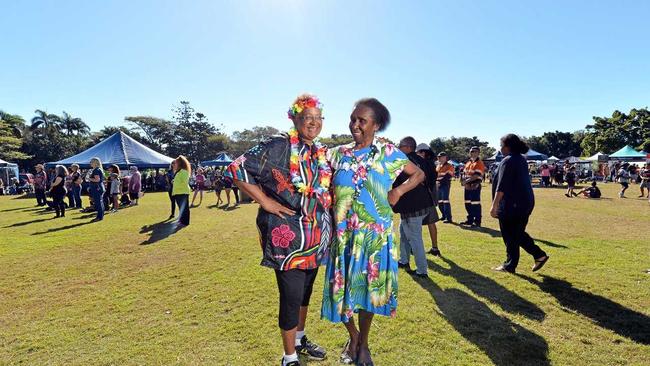 GREAT MATES: Marion Healy and Rosaline Bourne at the NAIDOC Week march from Mackay city centre to Queens Park. Picture: Stuart Quinn