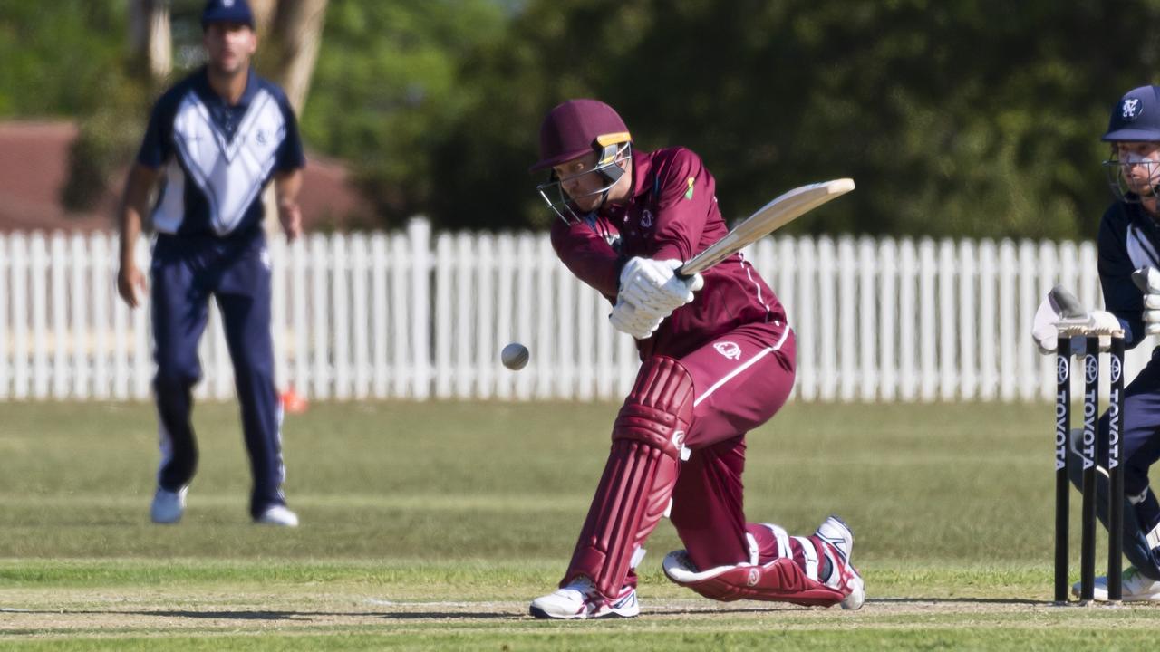 Cameron Brimblecombe bats for Queensland against Victoria in the Australian Country Cricket Championships. Picture: Kevin Farmer