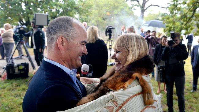 Deputy Premier James Merlino and Aunty Geraldine Atkinson at the launch of the Victorian government's Yoorrook Justice Commission. Picture: NCA NewsWire / Andrew Henshaw