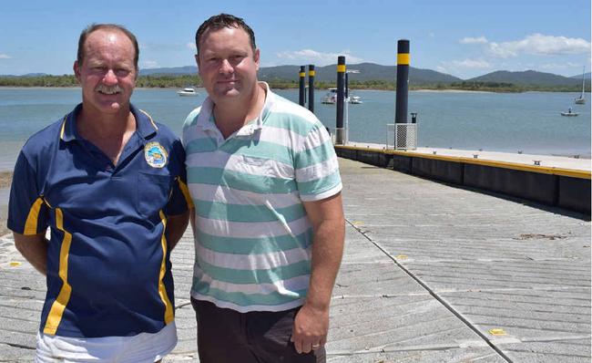 VISIONS REALISED: CQBRAG president Clive King and member Wade Clark at Coorooman Creek Boat Ramp where two new lanes have just been built. Picture: Amy Haydock ROK