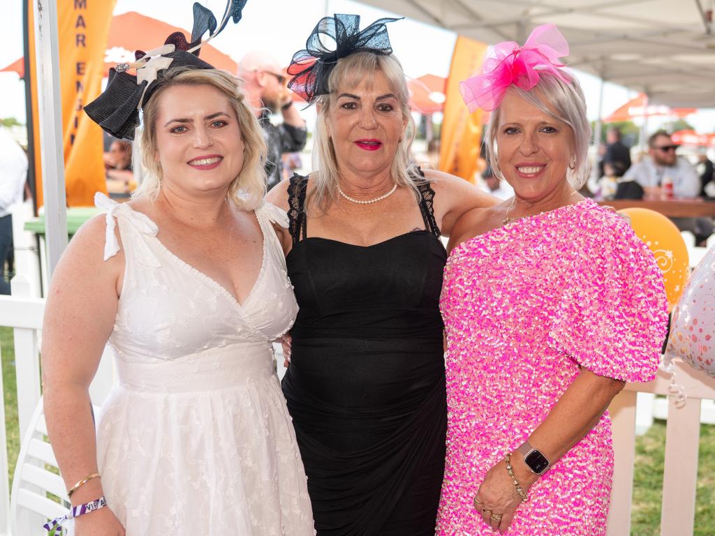 Jaimie Macklin, Sylvia Steffek and Christina Harrison at NQ Classic Derby Day Mackay Turf Club Saturday 30 September 2023 Picture: Michaela Harlow