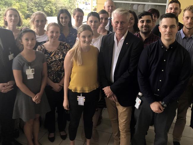 Tweed Hospital Interns 2020 with Dr John Gallicio (Acting DMS), Dr Tim Williams and Geoff Provest