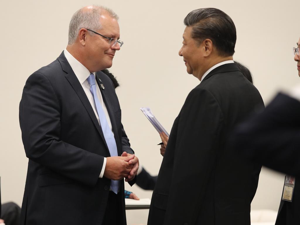 June, 2019: Australian Prime Minister Scott Morrison meets with President Xi Jinping during the G20 in Osaka, Japan. Picture: Adam Taylor/PMO