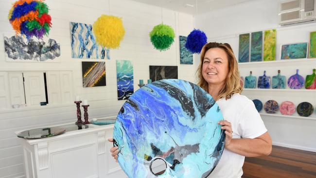 Karen Lazare has started a business selling resin artworks in Palmwoods. Picture: Patrick Woods