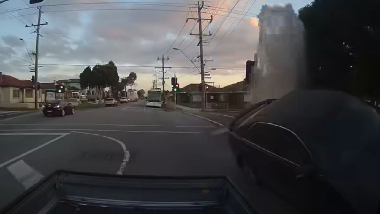 They crashed into what appeared to be a fire hydrant. Picture: Facebook / Dash Cam Owners Australia