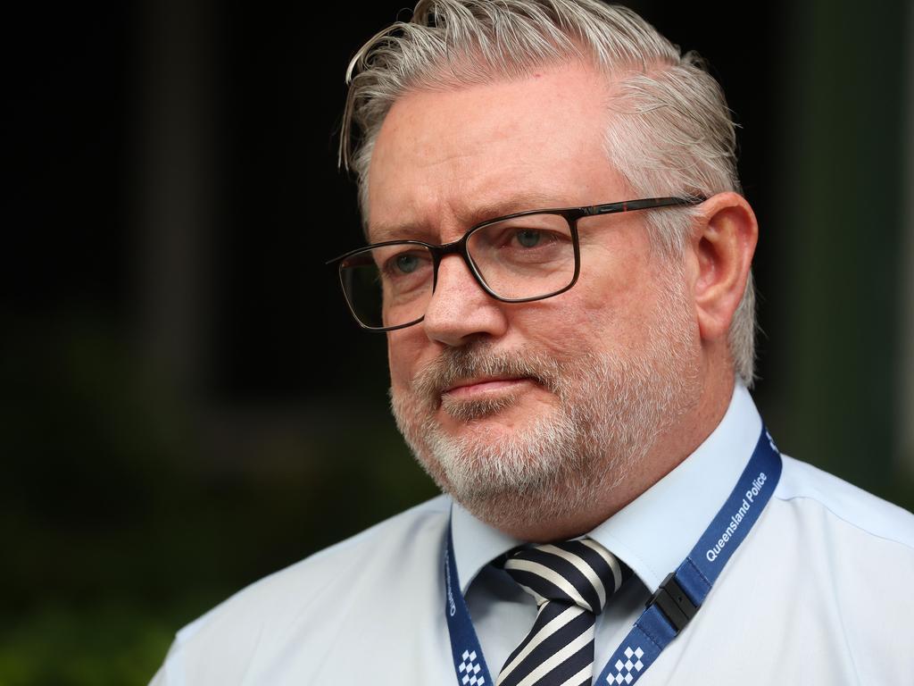 Wide Bay Burnett Detective Inspector Craig Mansfield during a media conference at the Bundaberg police station. Picture: Liam Kidston.