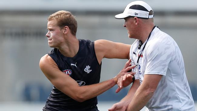 Tom De Koning is back at training. Picture: Michael Willson/AFL Photos via Getty Images