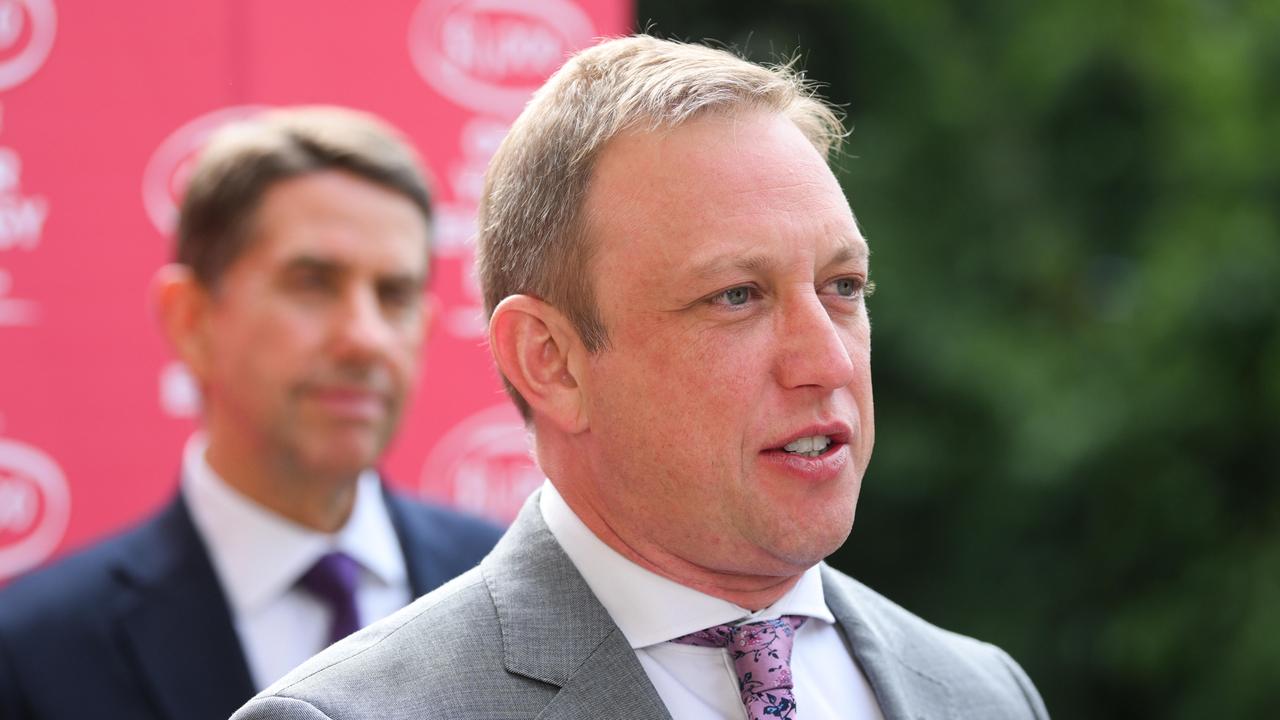 Queensland Premier Steven Miles during a press conference to promote the QLD government’s $1000 electricity rebate. Picture: NewsWire / Dan Peled