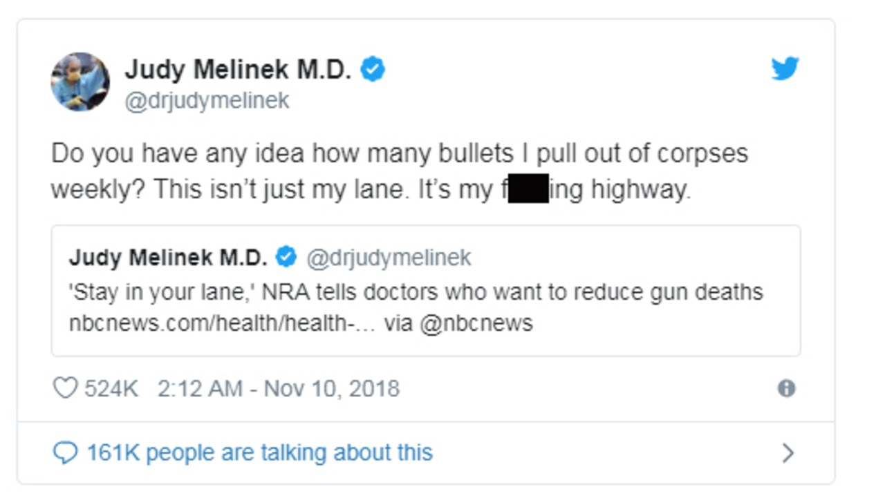 Dr Judy Melinek tweet to NRA