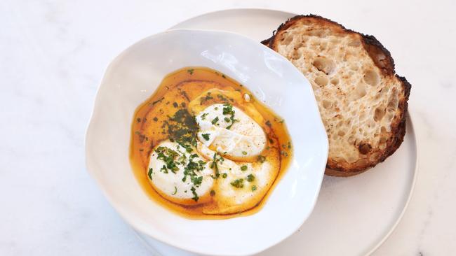 The Turkish eggs are great for dipping. Picture: Jason O'Brien