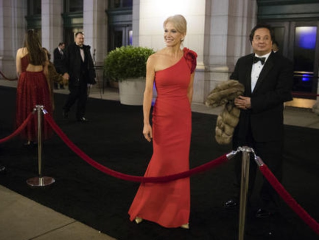 George Conway (right), the husband of White House counsellor Kellyanne Conway (left), has been chosen to head the office in charge of defending the administration's proposed travel ban. Picture: AP Photo/Matt Rourke