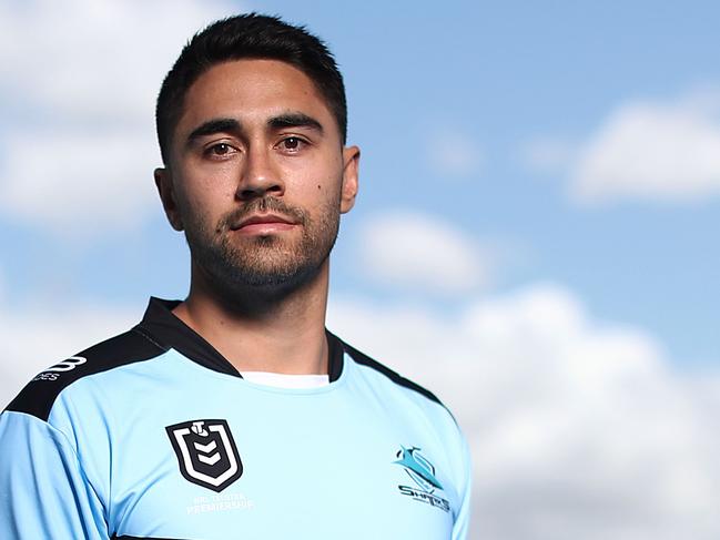 SYDNEY, AUSTRALIA - DECEMBER 06: Shaun Johnson poses during a Cronulla Sharks NRL media opportunity at Sharks Leagues Club on December 06, 2018 in Sydney, Australia. (Photo by Mark Metcalfe/Getty Images)