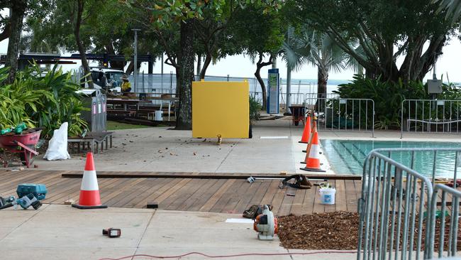 The upgrading of the lagoon's boardwalk is still under construction.