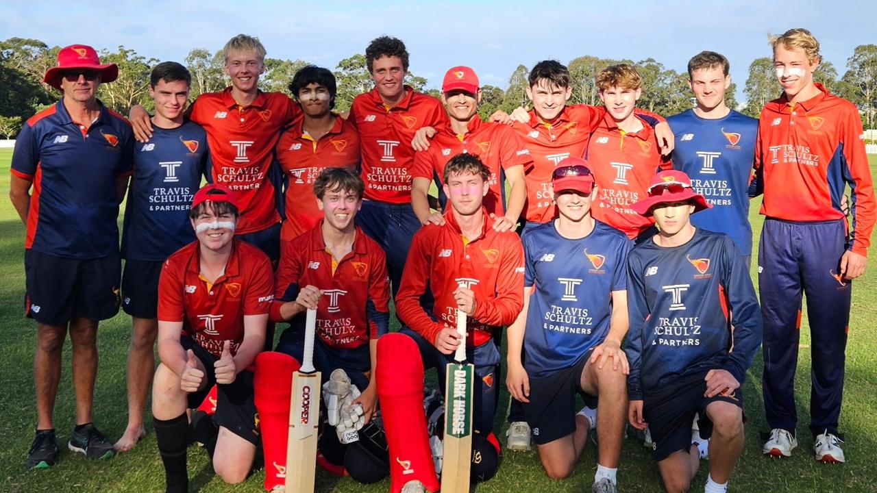 Sunshine Coast Scorchers under-17 taverners side after their semi final victory.