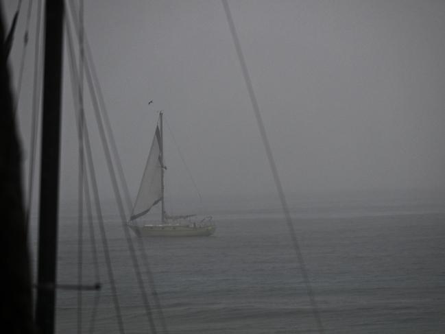 A boat is seen moored in the ocean as hurricane Beryl passes closer to Bridgetown, Barbados on July 1, 2024. Picture: AFP