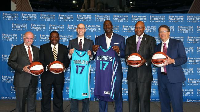 NBA Commissioner Adam Silver and MJ. Photo by Joe Murphy/NBAE via Getty Images.