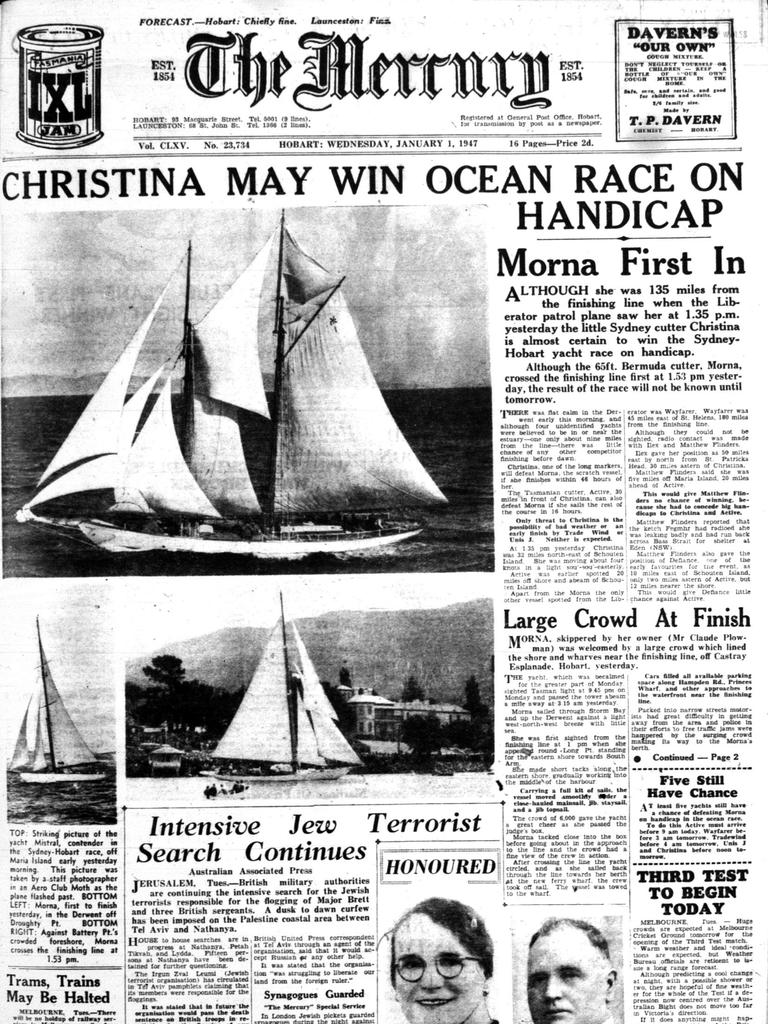 Photos Mercury Newspaper’s front page coverage of the Sydney to Hobart