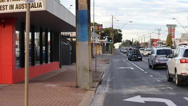 Scene of the crash on Main North East Rd, Klemzig. Picture: Russell Millard