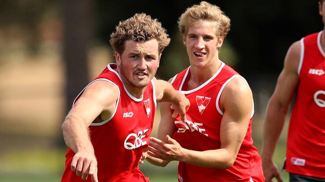 Sydney draftees Will Gould and Dylan Stephens at pre-season training. Picture: Phil Hillyard