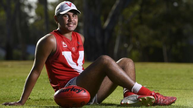 Blayne O’Loughlin is ready to put in the hard work this year with North’s under-18s and in the SANFL Talent Hub with an aim of being drafted. Picture: Naomi Jellicoe