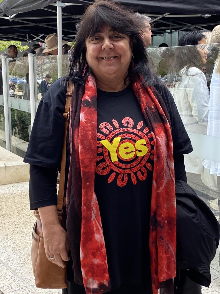 Cheryl Axleby, head of Aboriginal Housing for the SA Government, at the Yes23 campaign launch at Elizabeth. Picture: Douglas Smith