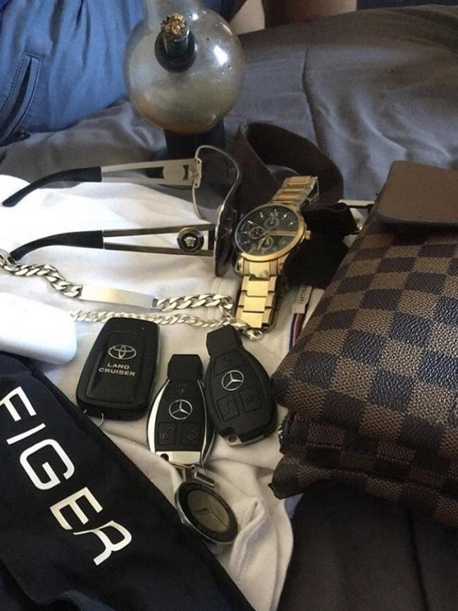 Watches, car keys, handbags, sunglasses, jewellery and a bong. Picture: Instagram