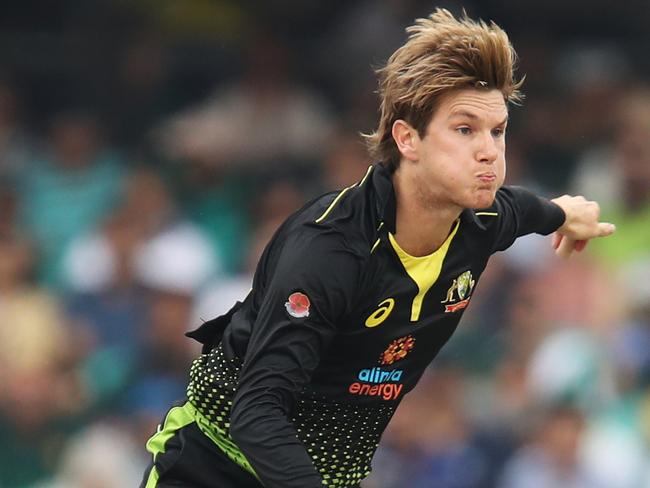 Adam Zampa bowling for Australia. Picture: AAP