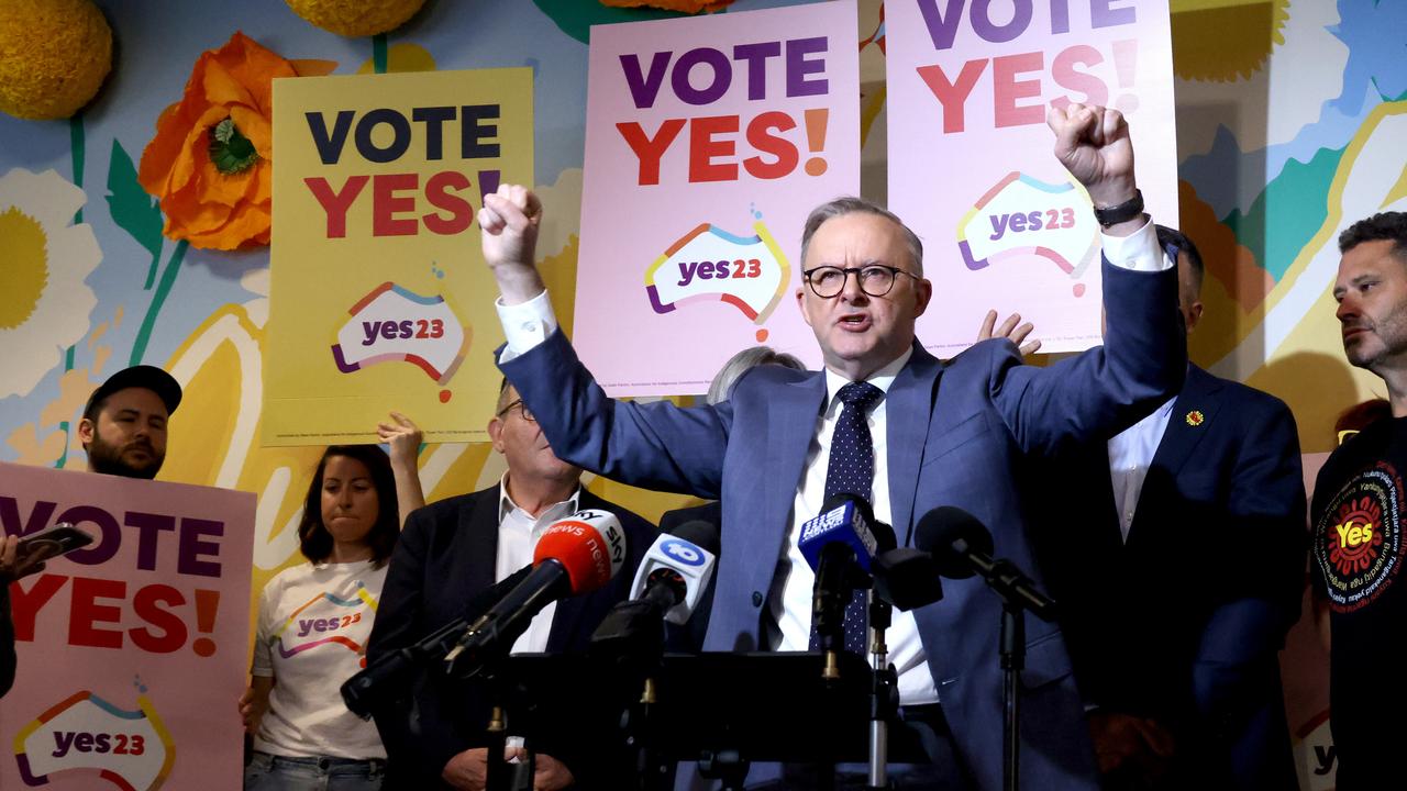 Mr Albanese spoke at Adelaide Central Market to make his final pitch to the people of South Australia on Friday, October 13. Picture: NCA NewsWire / Kelly Barnes