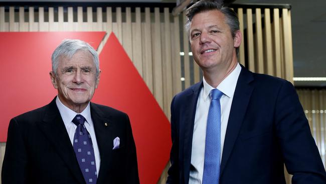 Seven West media boss Kerry Stokes with chief executive James Warburton. Picture: Nikki Short