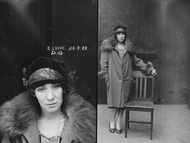 Gladys Lowe, 28 September 1928 Picture: NSW Police Forensic Archives, Sydney Living Museums From the exhibition: Underworld Mugshots from the Roaring Twenties Museum of Sydney.