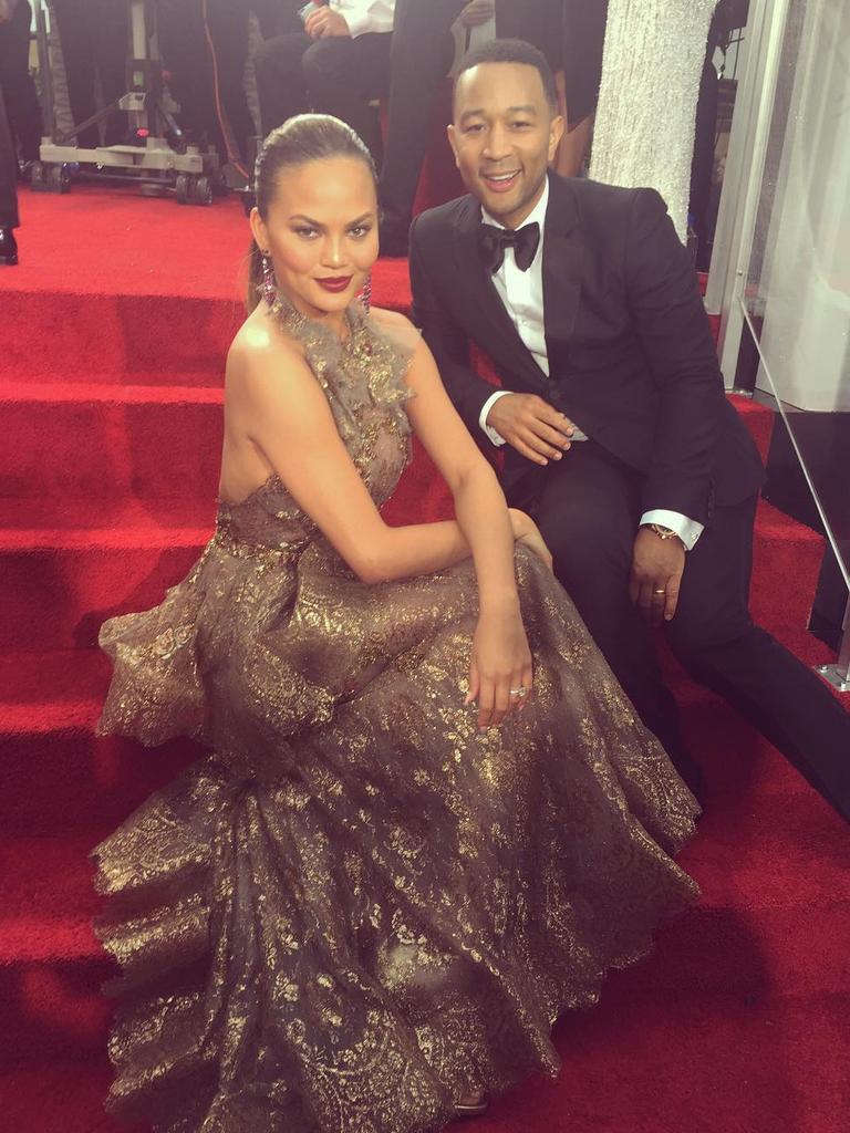 John Legend with Chrissy Teigen ... "Red carpet relaxation. Photo by @blakelively" Picture: Instagram