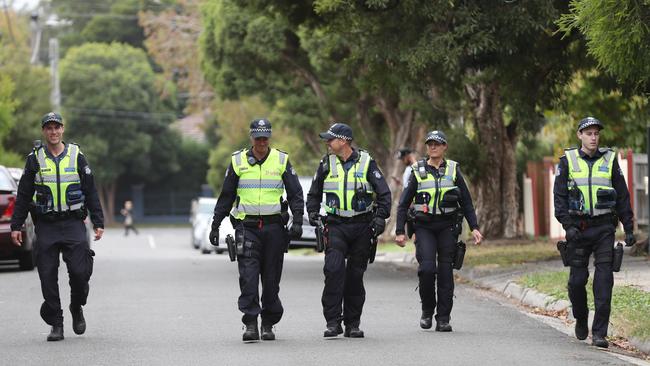 Police at the scene of the shooting in Ringwood in April this year. Picture: David Crosling.