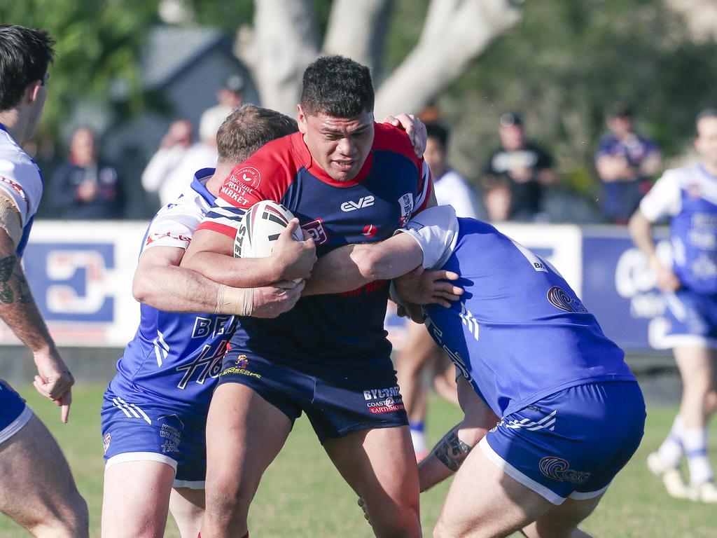 Runaway BayÃ&#149;s Doryaan Hape Apiata in the A-grade fixture between Runaway Bay and Tugun at the Kevin Bycroft fields. Picture: Glenn Campbell