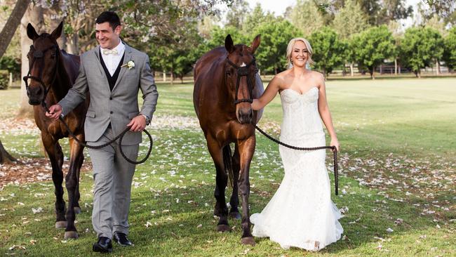 Sam and Kirsten McKendry were married at the Sydney Polo Club in Richmond in 2015. Picture: gm photographics