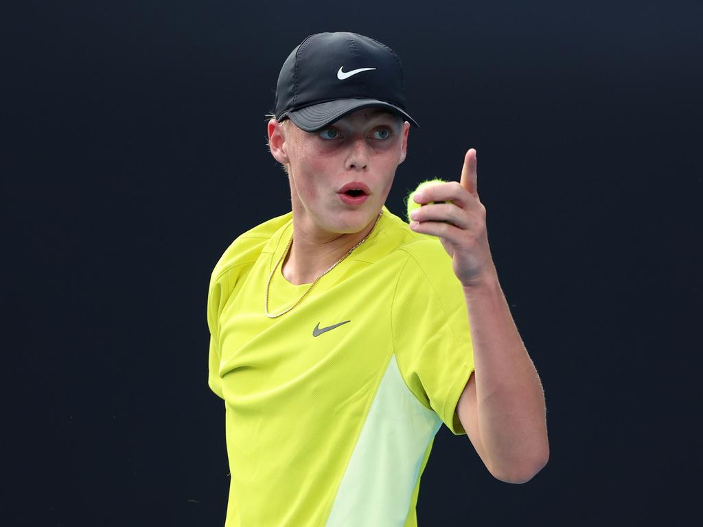 Cruz Hewitt in action in the Junior Boys' component of the Australian Open. Picture: Getty Images