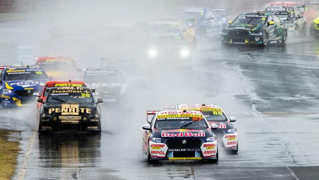 Shane van Gisbergen takes up the running during race 3 of the Sandown SuperSprint. Picture: Getty Images