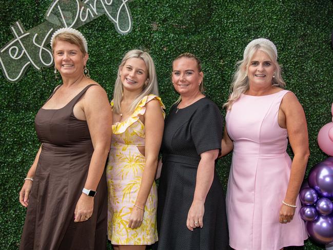 From left; Lisa McKellar, Paige McKellar, Kerrie Woodford and Sue Edwards. IEquine Toowoomba Weetwood Raceday - Clifford Park Saturday September 28, 2024 Picture: Bev Lacey