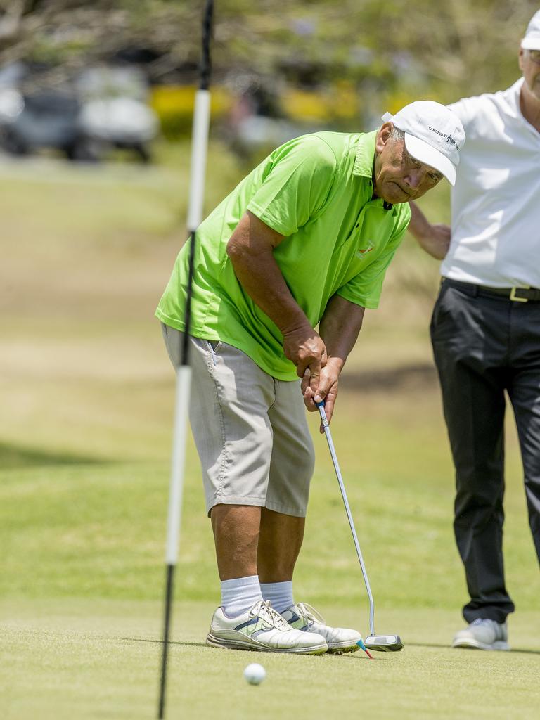 Jimi Pari playing at the reopened Helensvale Golf Club. Picture: Jerad Williams