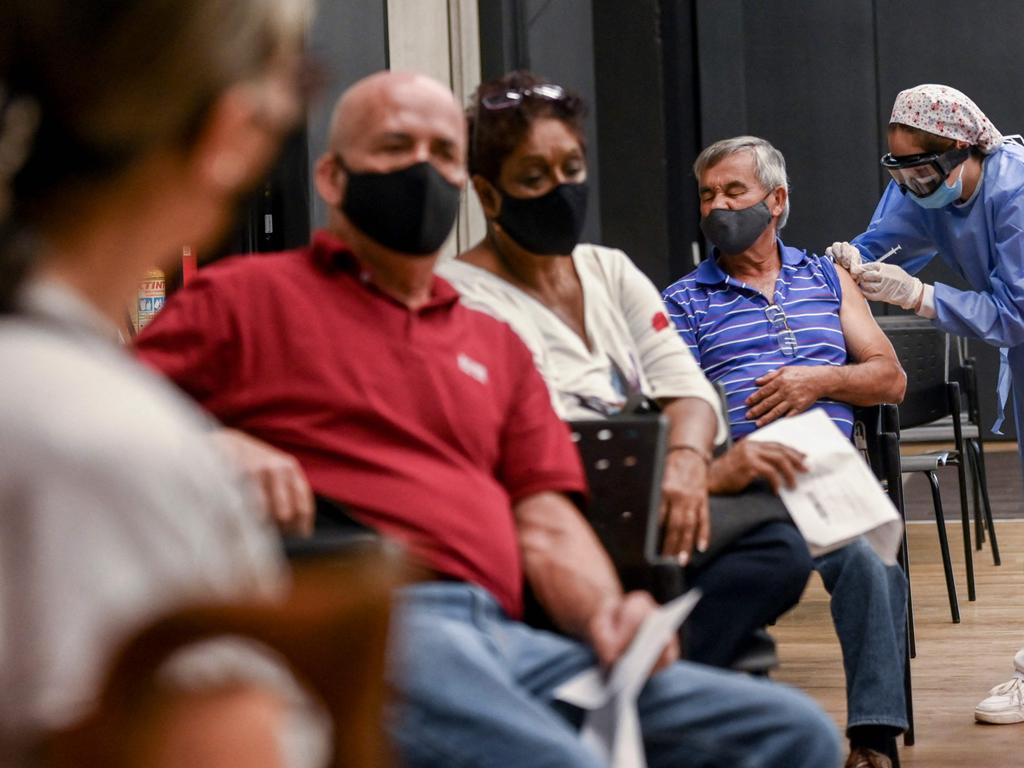 People wait to receive the AstraZeneca vaccine in Colombia. Picture: AFP