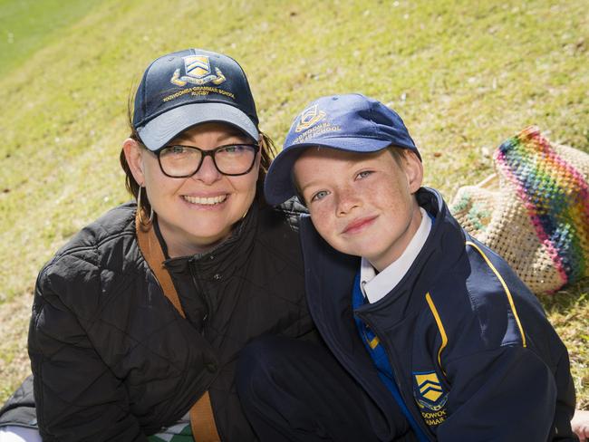 Cheryl-Lee Thorne and Ben Cook support TGS on Grammar Downlands Day at Toowoomba Grammar School, Saturday, August 19, 2023. Picture: Kevin Farmer