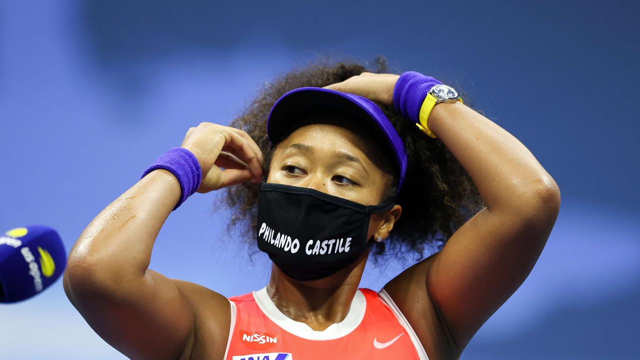 Osaka wore custom made masks throughout the 2020 US Open. Photo: Al Bello/Getty Images/AFP