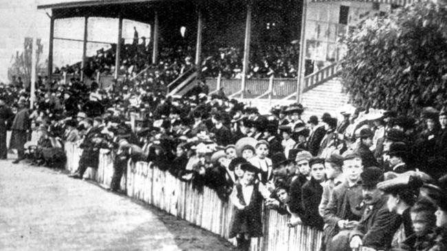 An Early 1900s photo of Saints fans watching team in action.