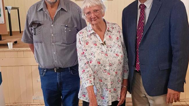 CONGRATULATIONS: Merle Murphy   with councillor Geoff McMullen and Mayor Tyson Golder. Picture: Contributed