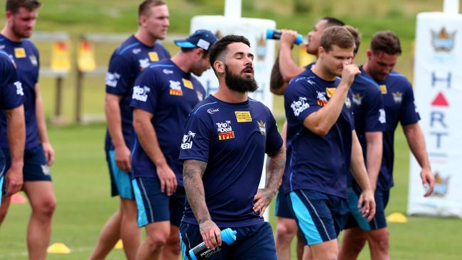 Peats feels the burn as the Titans are put through their paces. (AAP Image/David Clark)