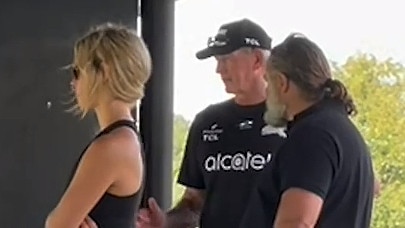 Russell Crowe and Wayne Bennett at Souths training.